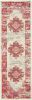 6' Ivory And Fuchsia Oriental Distressed Runner Rug