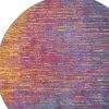 5' Blue And Orange Abstract Round Rug