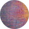 8' Blue And Orange Abstract Round Rug