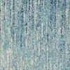 6' Blue And Ivory Abstract Runner Rug