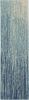 6' Blue And Ivory Abstract Runner Rug