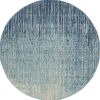4' Blue And Ivory Abstract Round Rug