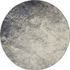 4' Gray And Ivory Abstract Round Rug