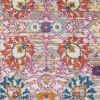 6' Silver Gray And Pink Floral Distressed Runner Rug