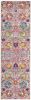 6' Silver Gray And Pink Floral Distressed Runner Rug