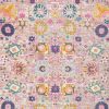5' X 7' Gray And Pink Floral Distressed Area Rug