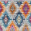 8' Ivory And Blue Ogee Distressed Runner Rug