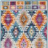 8' Ivory And Blue Ogee Distressed Runner Rug