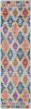 8' Ivory And Blue Ogee Distressed Runner Rug