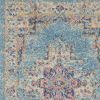 10' Blue And Ivory Southwestern Distressed Runner Rug