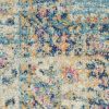 8' Blue And Ivory Southwestern Distressed Runner Rug