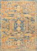 5' X 7' Teal And Gold Medallion Distressed Area Rug