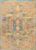 5' X 7' Teal And Gold Medallion Distressed Area Rug