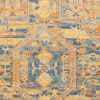 7' X 10' Teal And Gold Medallion Distressed Area Rug