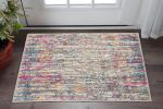 2' X 3' Ivory And Blue Abstract Area Rug