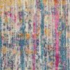 8' Ivory And Blue Abstract Runner Rug
