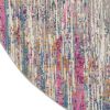 4' Ivory And Blue Abstract Round Rug