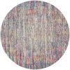 4' Ivory And Blue Abstract Round Rug