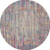 8' Ivory And Blue Abstract Round Rug