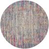 8' Ivory And Blue Abstract Round Rug