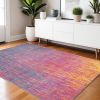 4' X 6' Blue And Orange Abstract Area Rug