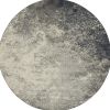 8' Gray And Ivory Abstract Round Rug