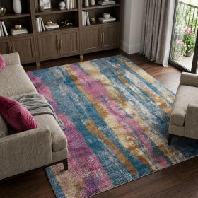 8' X 10' Gray And Ivory Abstract Distressed Area Rug