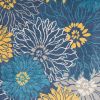 7' X 10' Blue And Gold Floral Area Rug