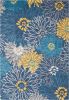 7' X 10' Blue And Gold Floral Area Rug
