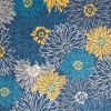 8' X 10' Blue And Gold Floral Area Rug