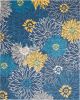8' X 10' Blue And Gold Floral Area Rug