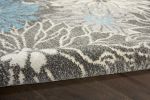 6' Blue And Gray Floral Runner Rug