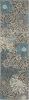 8' Blue And Gray Floral Runner Rug