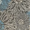 8' Blue And Gray Floral Runner Rug