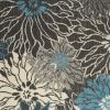 4' X 6' Blue And Gray Floral Area Rug