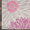 6' Gray And Pink Floral Runner Rug
