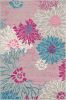 4' X 6' Gray And Pink Floral Area Rug