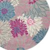 4' Gray And Pink Floral Round Rug