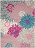 5' X 7' Gray And Pink Floral Area Rug