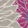 5' Gray And Pink Floral Round Rug
