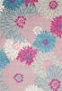7' X 10' Gray And Pink Floral Area Rug