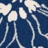 8' Blue And Ivory Floral Runner Rug