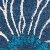 6' Blue And Gold Floral Runner Rug