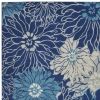 7' X 10' Blue And Ivory Floral Area Rug