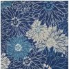 8' X 10' Blue And Ivory Floral Area Rug