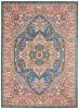 5' X 7' Teal And Ivory Medallion Distressed Area Rug