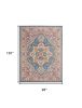 8' X 10' Teal And Ivory Medallion Distressed Area Rug
