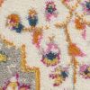 4' X 6' Gray Blue And Orange Quatrefoil Distressed Area Rug