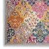 5' X 7' Gray Blue And Orange Quatrefoil Distressed Area Rug