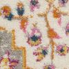 7' X 10' Gray Blue And Orange Quatrefoil Distressed Area Rug